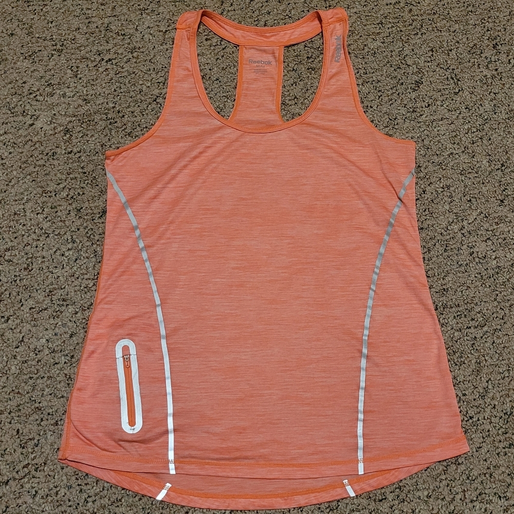 Reebok, Womens M, Pink/Reflective Halter Top with Zippered Pocket
